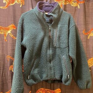 Vintage L.L. Bean Teal and Navy Fleece Jacket